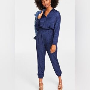 On  34th Animal Print Navy Blue Jumpsuit